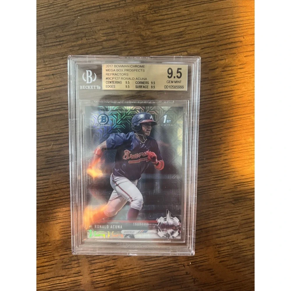 2017 Bowman Chrome Ronald Acuna Mega Refractor BCP 127 BGS 9.5 Quad
